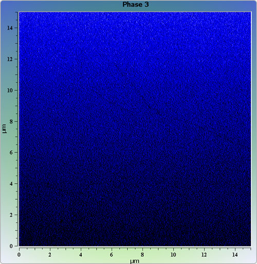 Indium phosphide (InP) on sapphire surface. AFM image. Semi-contact mode. Phase image.