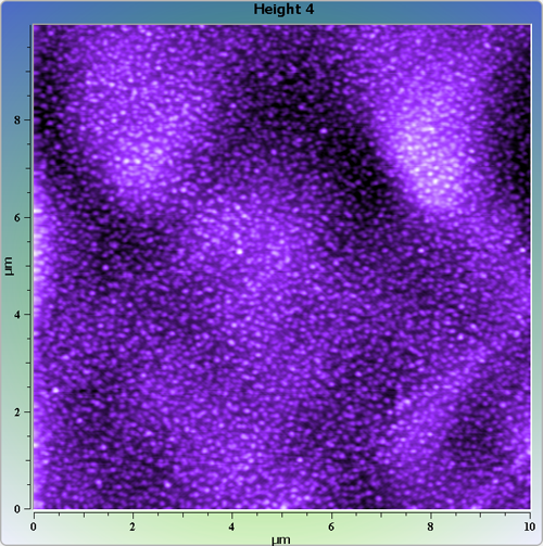 Indium phosphide (InP) on sapphire surface. AFM image. Semi-contact mode. Topography.