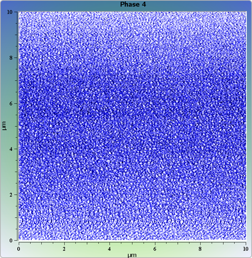 Indium phosphide (InP) on sapphire surface. AFM image. Semi-contact mode. Phase image.