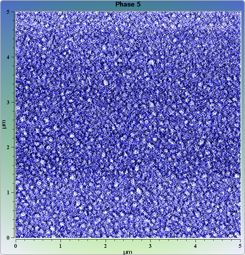 Indium phosphide (InP) on sapphire surface. AFM image. Semi-contact mode. Phase image.