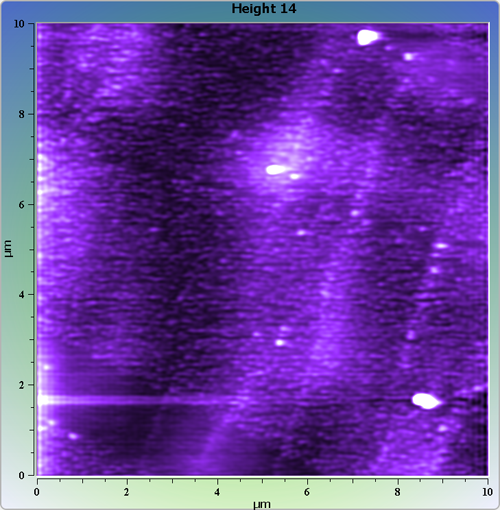 Indium phosphide (InP) on sapphire surface. AFM image. Semi-contact mode. Topography.