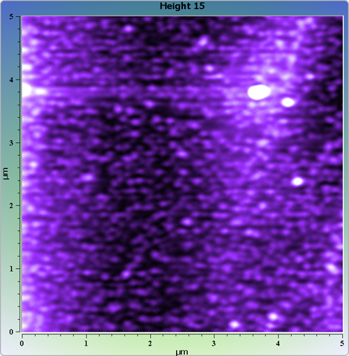 Indium phosphide (InP) on sapphire surface. AFM image. Semi-contact mode. Topography.