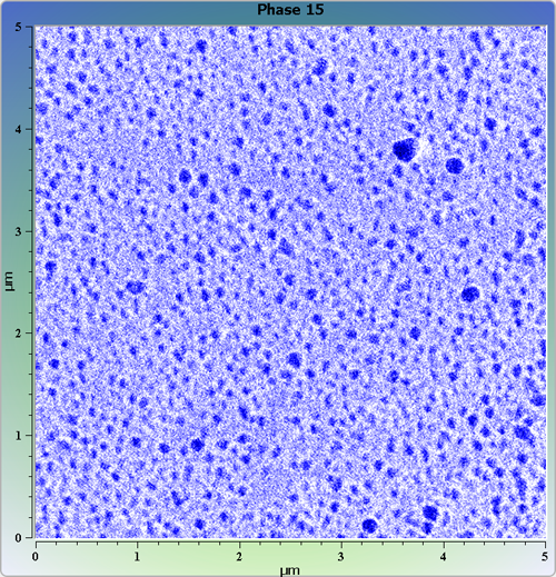 Indium phosphide (InP) on sapphire surface. AFM image. Semi-contact mode. Phase image.