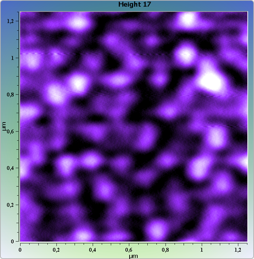 Indium phosphide (InP) on sapphire surface. AFM image. Semi-contact mode. Topography.